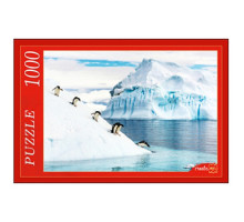 Пазлы на 1000 элементов Рыжий кот Пингвины на айсберге