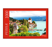 Пазлы на 1000 элементов Рыжий кот Швейцарский замок на воде