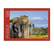 Пазлы Рыжий кот на 500 элементов Леопард и вулкан