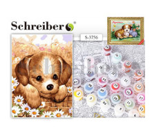 Картина по номерам Schreiber Собачка в цветах