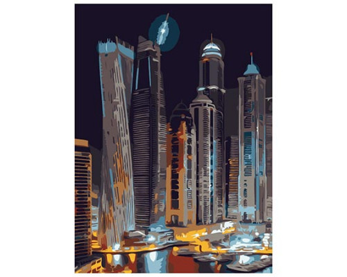 Картина по номерам Рыжий кот «Ночной город»