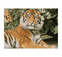 Картина по номерам 22*30см  Рыжий кот Тигр в джунглях
