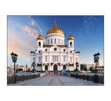 Картина по номерам 22*30см  Рыжий кот Москва. Храм Христа Спасителя