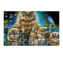 Картина по номерам по дереву Mazari Девочка со сказочными животными