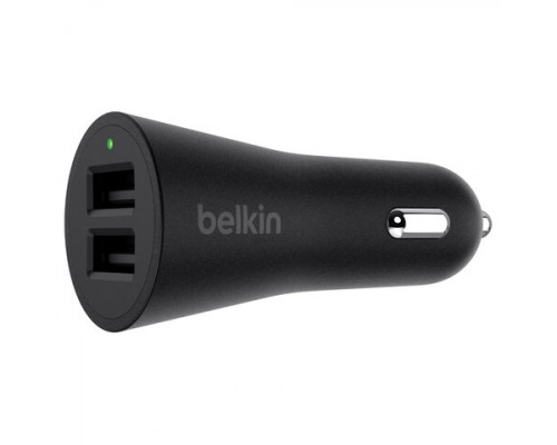 Зарядное устройство автомобильное BELKIN Metallic, 2 порта USB, черное