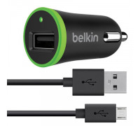 Зарядное устройство автомобильное BELKIN Universal, кабель microUSB 1,2 м, выходной ток 2.4 A, черное