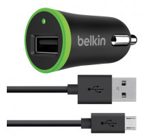 Зарядное устройство автомобильное BELKIN Universal, кабель microUSB 1,2 м, выходной ток 2.4 A, черное