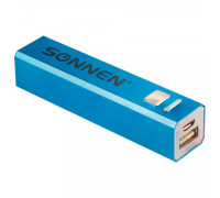 Аккумулятор внешний SONNEN POWERBANK V61С, 2600 mAh, литий-ионный, синий, алюминиевый