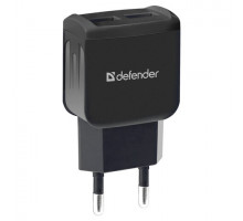 Зарядное устройство сетевое (220 В) DEFENDER UPC-21, кабель microUSB 1 м, выходной ток 2,1 А, черное