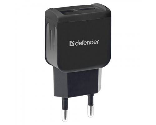 Зарядное устройство сетевое (220 В) DEFENDER UPC-21, кабель microUSB 1 м, выходной ток 2,1 А, черное