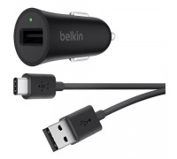 Зарядное устройство автомобильное BELKIN, кабель Type-C 1,2 м, серое