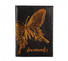 Бумажник водителя BEFLER "Бабочка", натуральная кожа, тиснение-принт, 6 пластиковых карманов, черный