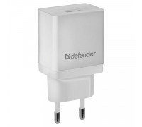 Зарядное устройство сетевое (220 В) DEFENDER EPA-10, 1 порт USB, выходной ток 2,1 А, белое