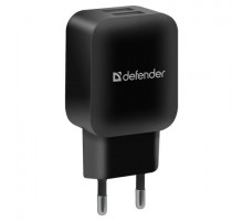 Зарядное устройство сетевое (220 В) DEFENDER EPA-13, 2 порта USB, выходной ток 2,1 А, черное